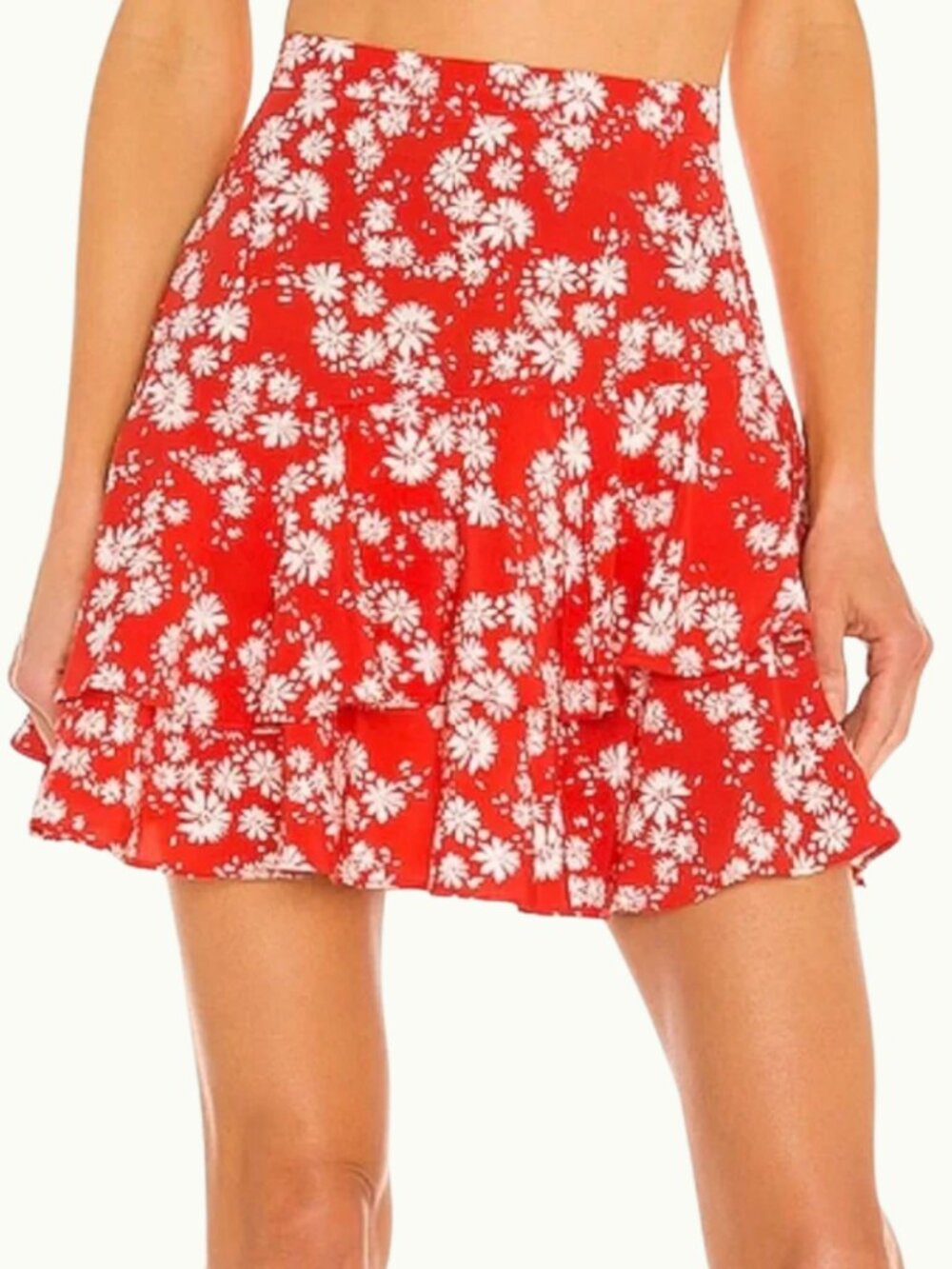 YUMI KIM Red Floral Skirt Mini Susie Windswept Red White Print Medium NWT